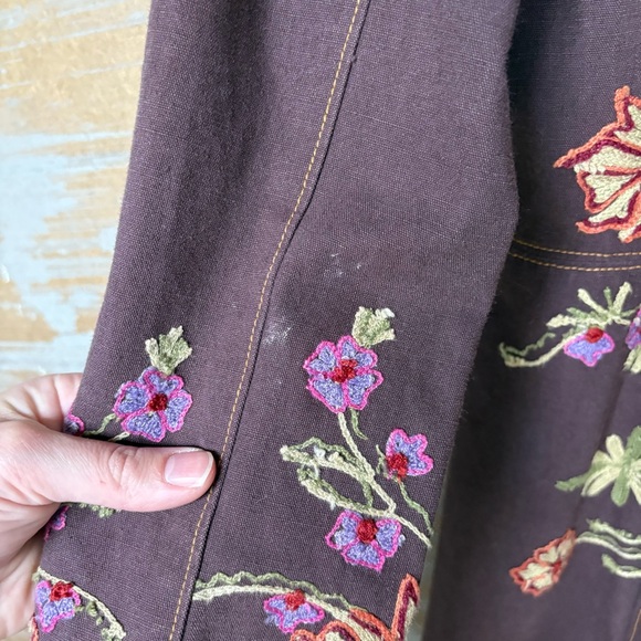 Vintage Plenty Tracy Reese Embroidered Floral Duster Coat Boho Western Womens 8 - Picture 2 of 5